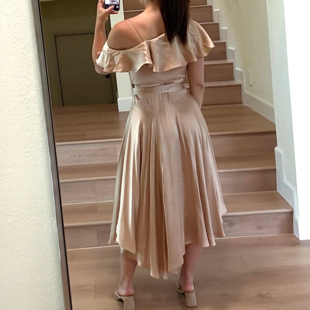 Zimmermann Midi Asymmetrical Wrap Dress Blush Pink Size US 0 - Picture 5 of 6